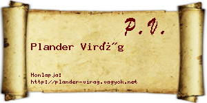 Plander Virág névjegykártya